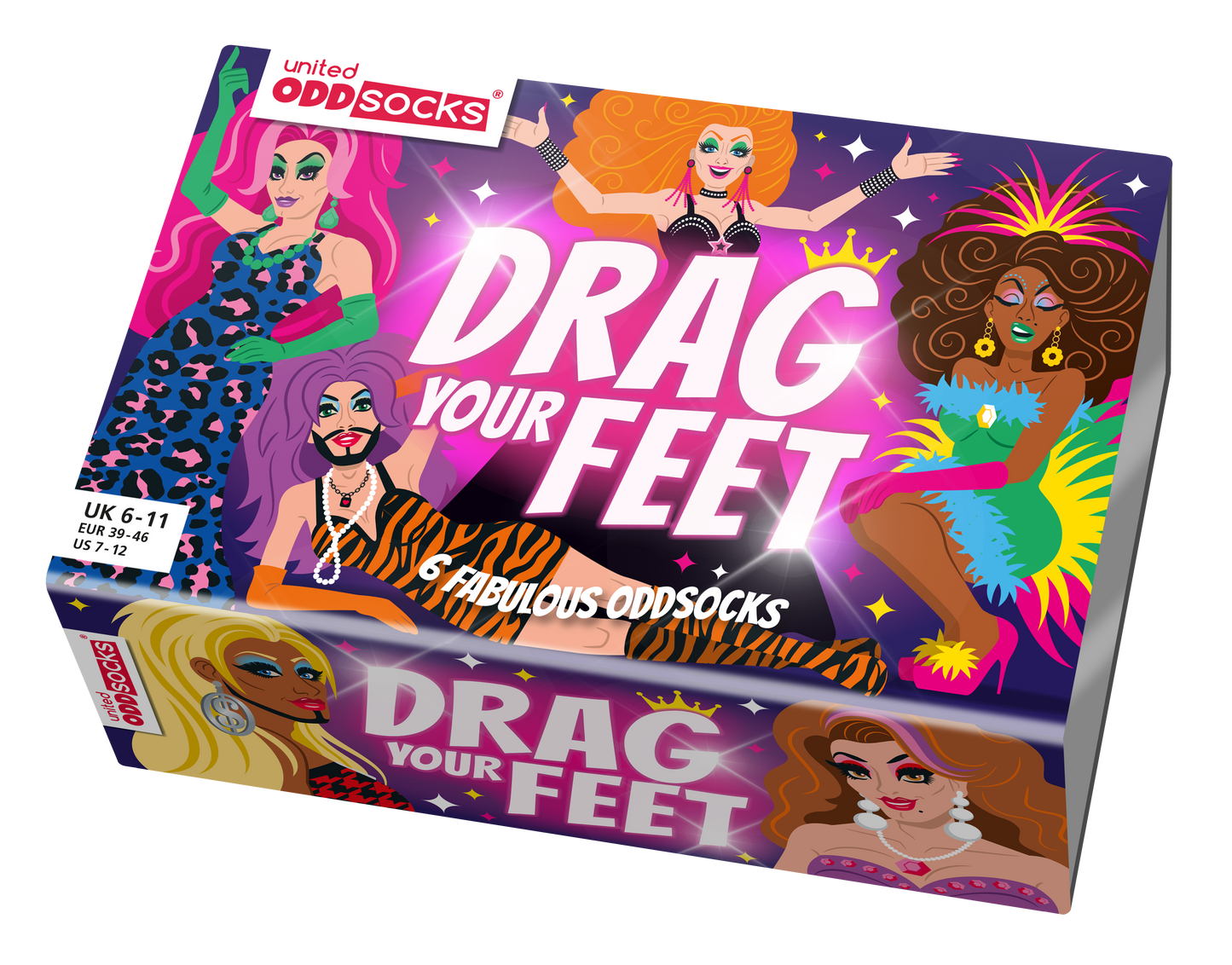 Sock Academy - DRAG YOUR FEET| 6 Odd Socks Gift Box - United Oddsocks