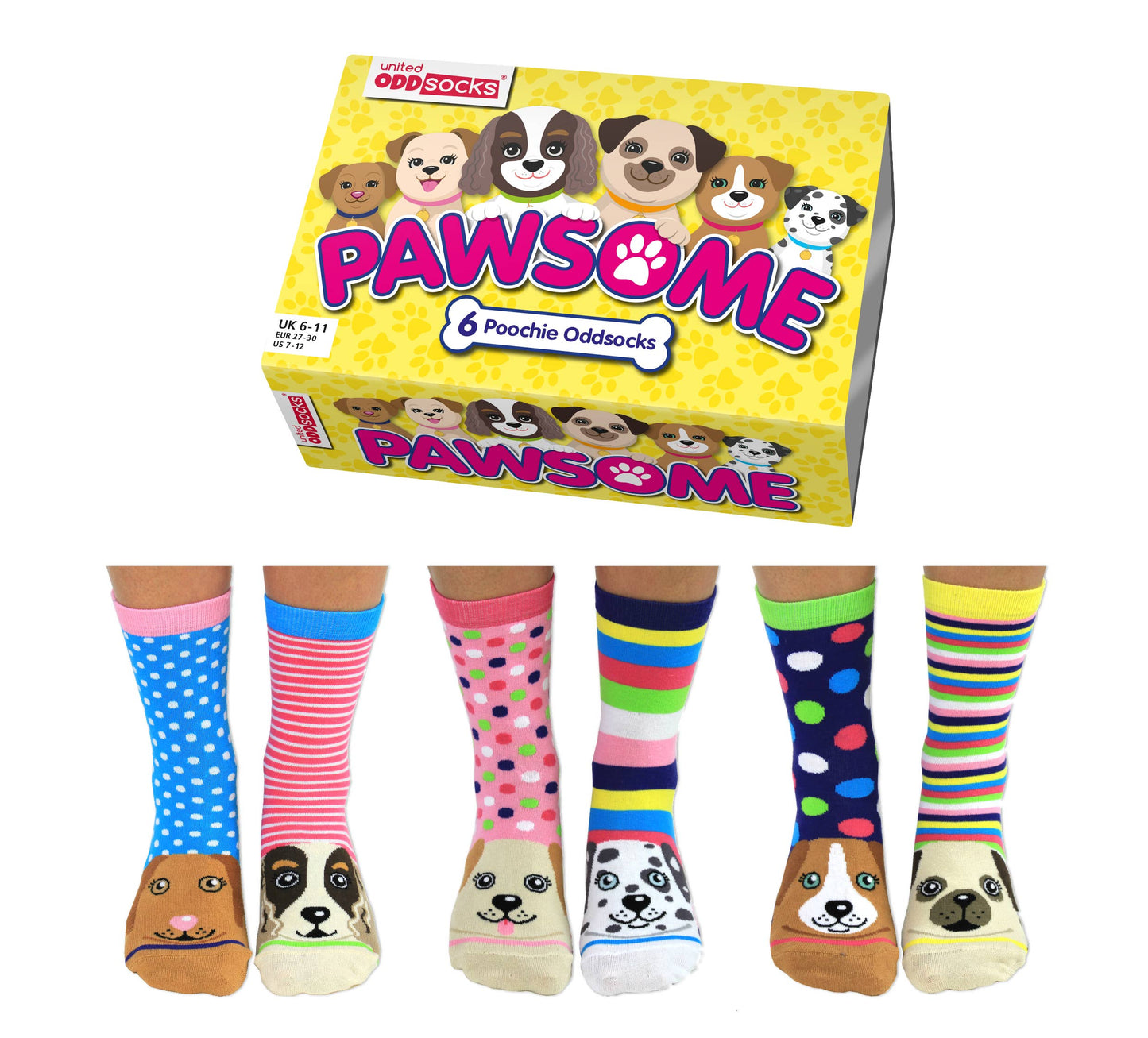Sock Academy - PAWSOME | 6 Odd Socks Gift Box - United Oddsocks