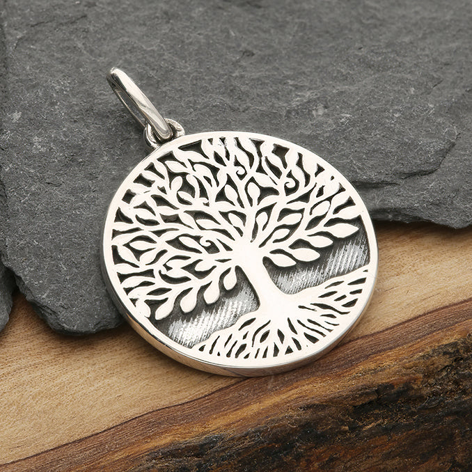 Sterling Silver Tree of Life Pendant – Oxidised Spiritual Necklace