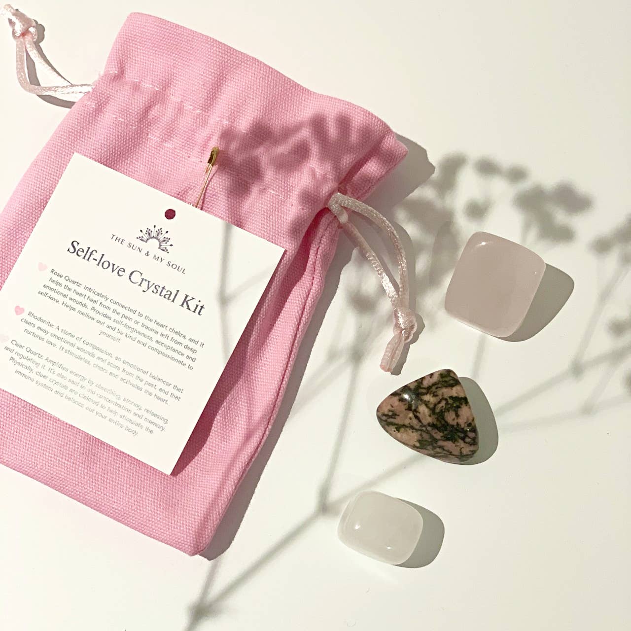 The Sun & My Soul Bath Bomb Soak Wellness Gifts - Self Love Crystals Gift⎜Rose Quartz, Clear Quartz, Rhodonite