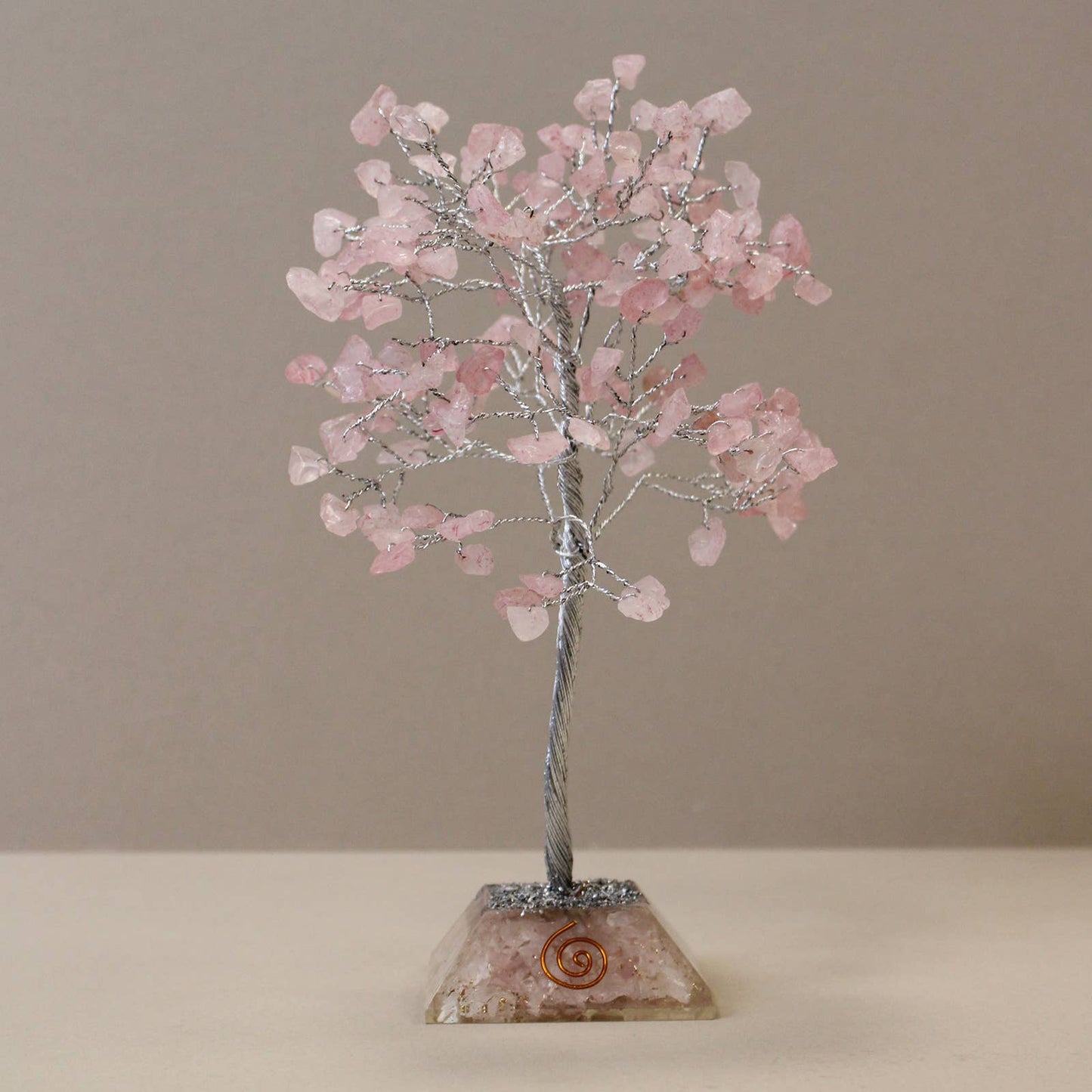 Ancient Wisdom - Rose Quartz Gemstone Tree with Orgonite Base