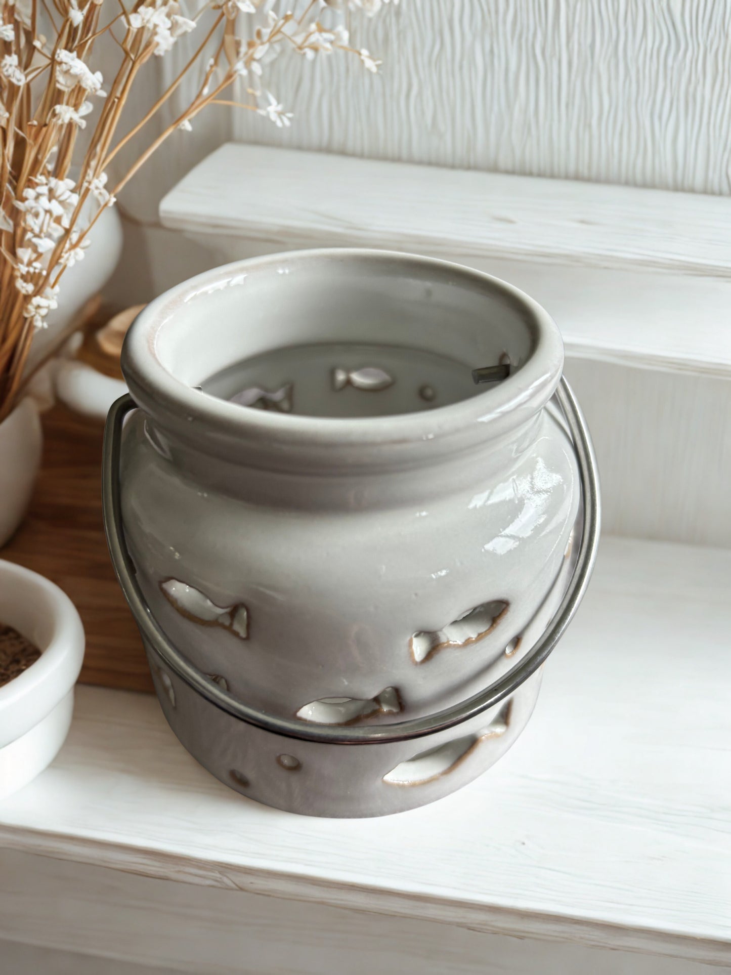 Ceramic Fish Tealight Candle Holder – Coastal Lantern with Cut-Out Design, 7.8 cm