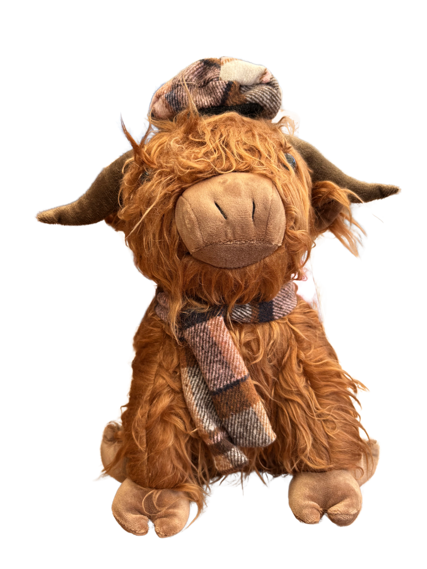 Highland Cow Door Stop 30 cm - Tartan Fabric Animal Doorstop for Home
