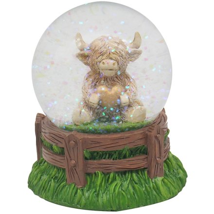 Highland Cow Snow Globe – Cute Water Globe Gift with Glitter Effect