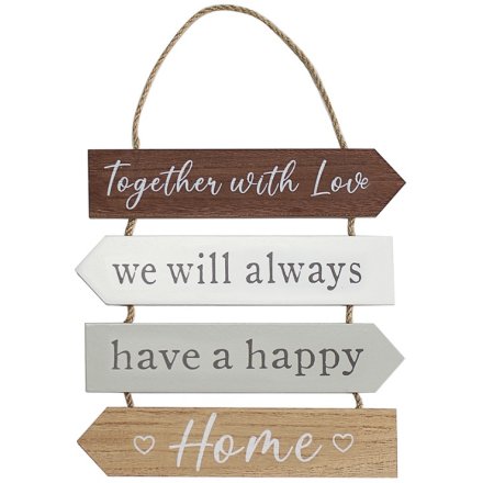 Together With Love Hanging Plaque – Happy Home Decorative Sign