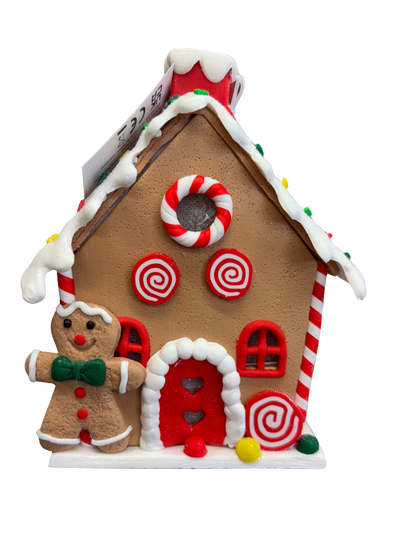 Xmas Cookie LED Gingerbread House Decoration – Medium Ceramic Christmas Ornament