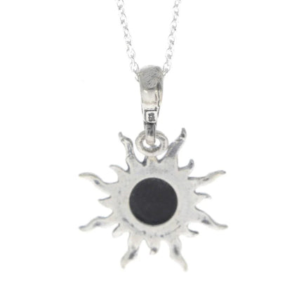 Sterling Silver Sun Pendant with Baltic Amber – Genuine 925 Silver Solar Necklace