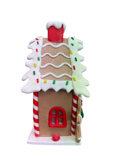 Xmas Cookie LED Gingerbread House Decoration – Medium Ceramic Christmas Ornament