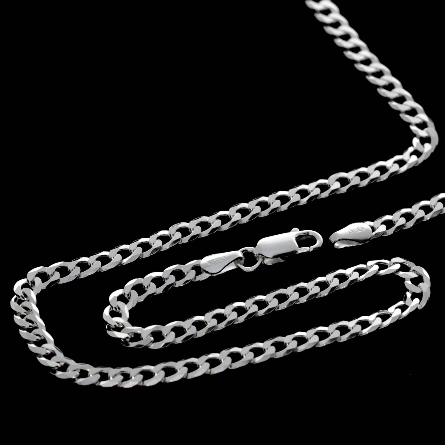 SilverAmber Jewellery - Made in Italy - 925 Sterling Silver 4 mm Thick Classic Men Unisex Curbs Chain Necklace - GA-GMN1