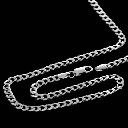 SilverAmber Jewellery - Made in Italy - 925 Sterling Silver 4 mm Thick Classic Men Unisex Curbs Chain Necklace - GA-GMN1