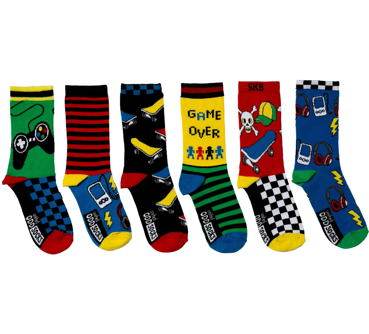 Sock Academy - GAME ON | 6 Odd Socks Kids Gift Box - United Oddsocks