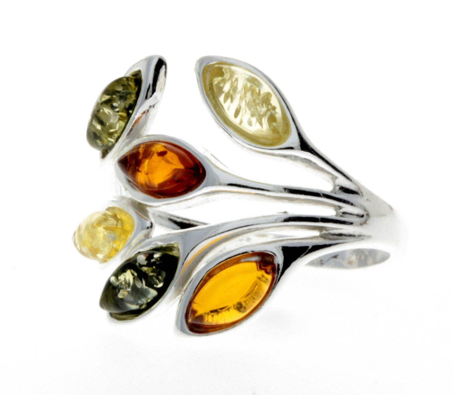 SilverAmber Jewellery - 925 Sterling Silver & Baltic Amber Modern Ring - M723