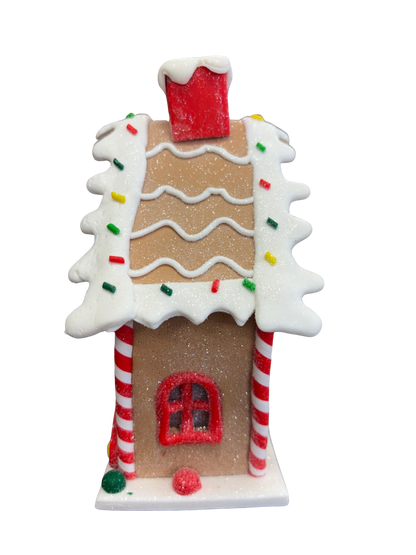 Xmas Cookie LED Gingerbread House Decoration – Medium Ceramic Christmas Ornament