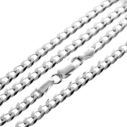 SilverAmber Jewellery - Made in Italy - 925 Sterling Silver 4 mm Thick Classic Men Unisex Curbs Chain Necklace - GA-GMN1