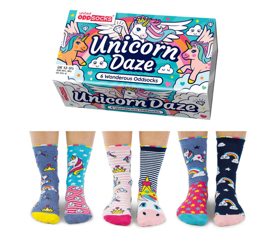Sock Academy - UNICORN DAZE | 6 Odd Socks Gift Box - United Oddsocks