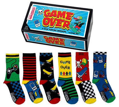 Sock Academy - GAME ON | 6 Odd Socks Kids Gift Box - United Oddsocks