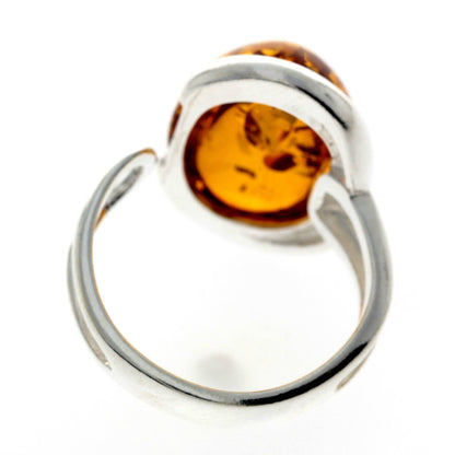 SilverAmber Jewellery - 925 Sterling Silver & Baltic Amber Classic Adjustable Ring - GL464