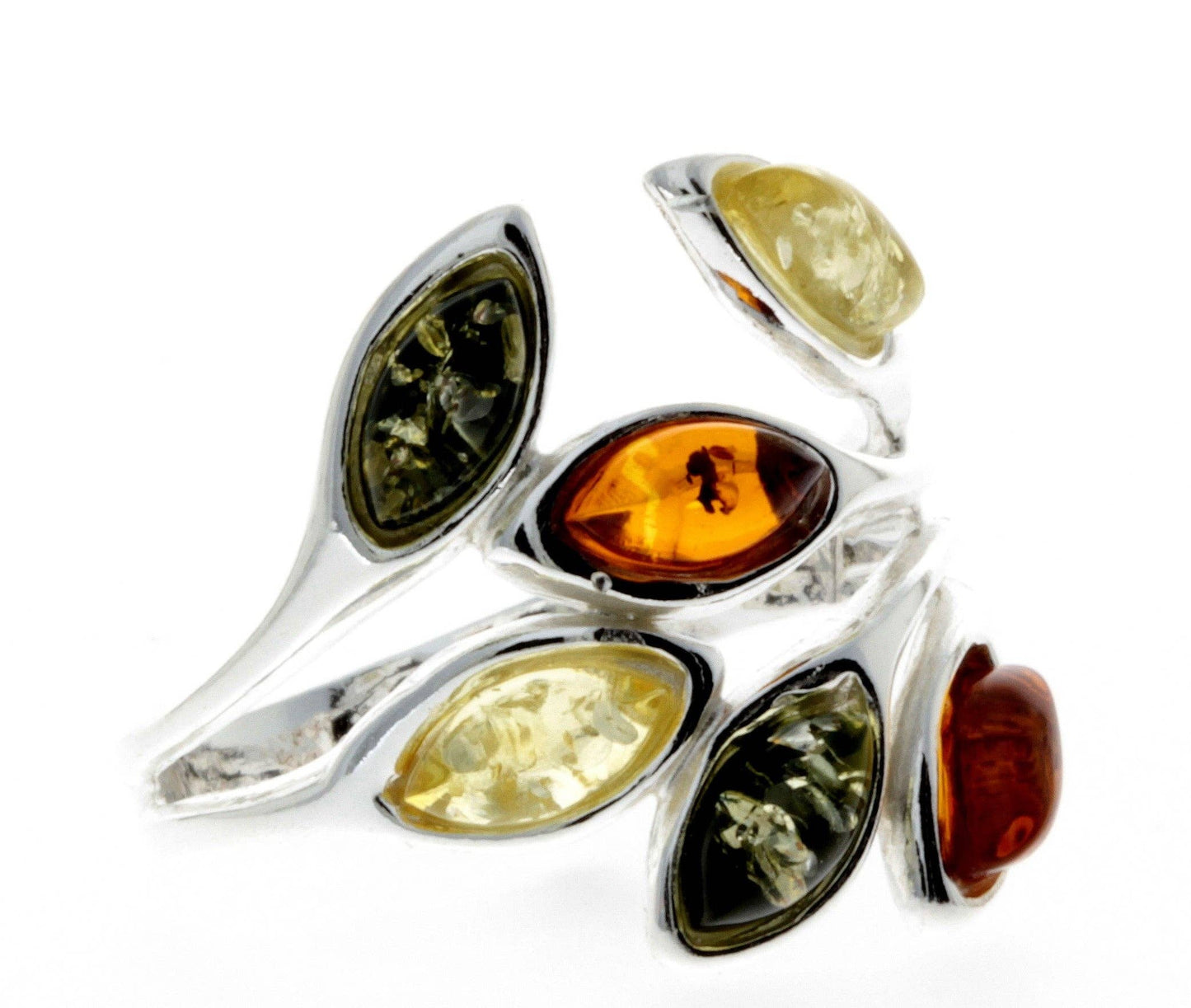 SilverAmber Jewellery - 925 Sterling Silver & Baltic Amber Modern Ring - M723