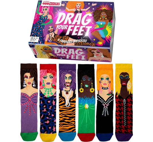 Sock Academy - DRAG YOUR FEET| 6 Odd Socks Gift Box - United Oddsocks