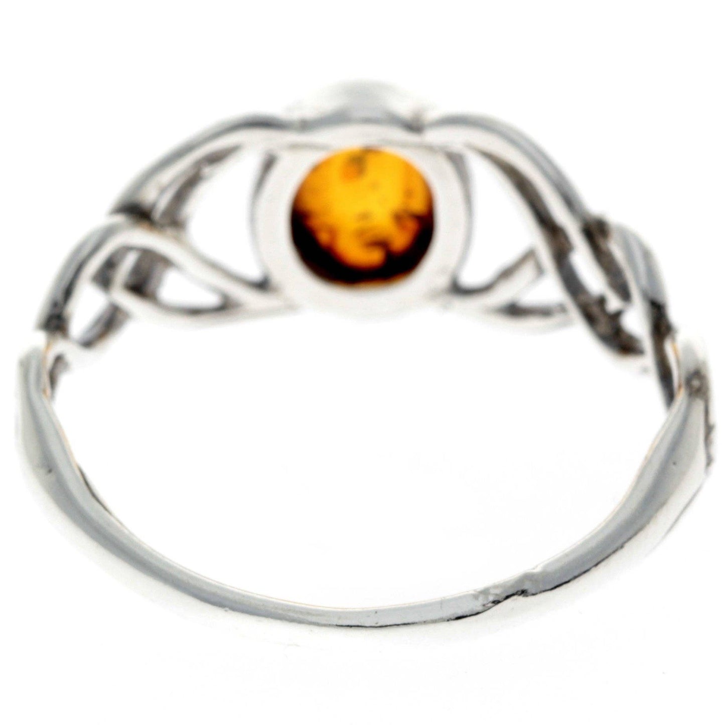 SilverAmber Jewellery - 925 Sterling Silver & Baltic Amber Celtic Ring - 7482