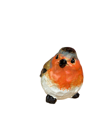 Carved Look Robin Ornament – Hand-Painted Small & Mini Bird Figurines