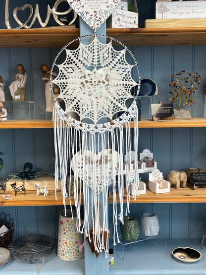 Handmade Crochet Dreamcatcher – White Mandala Wall Hanging (30cm)