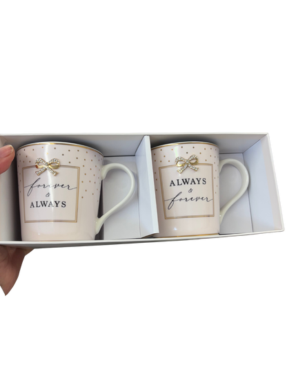 Madelaine By Hearts Designs Mug Set of 2 – Forever & Always Fine China Gift Box