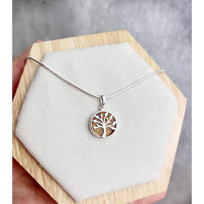 Sterling Silver Baltic Amber Tree of Life Pendant – Genuine 925 Silver Necklace (Cognac or Green)