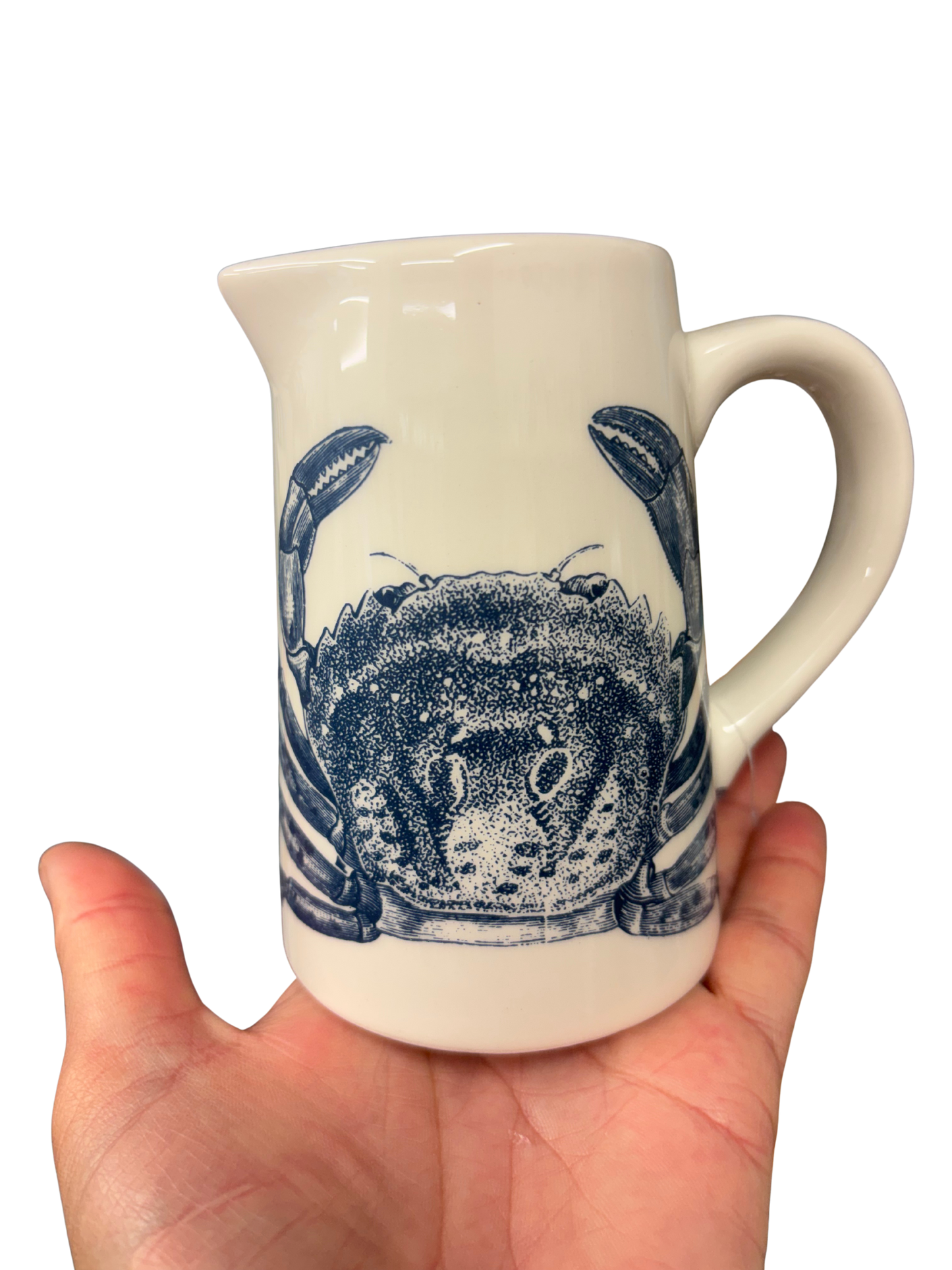 Coastal Dolomite Jug with Blue Crab Design – Nautical Home Décor