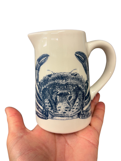 Coastal Dolomite Jug with Blue Crab Design – Nautical Home Décor