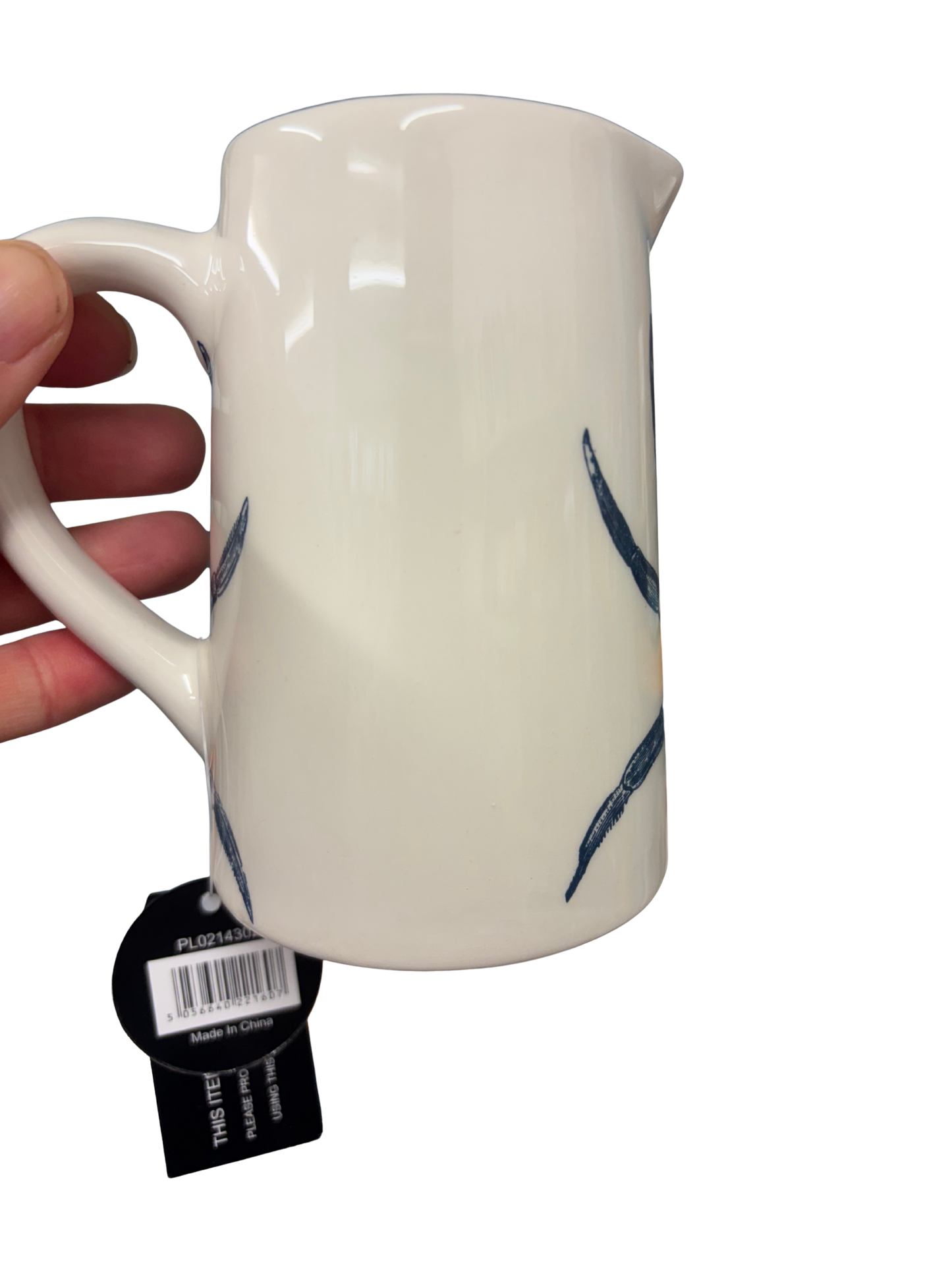 Coastal Dolomite Jug with Blue Crab Design – Nautical Home Décor