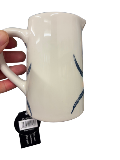 Coastal Dolomite Jug with Blue Crab Design – Nautical Home Décor
