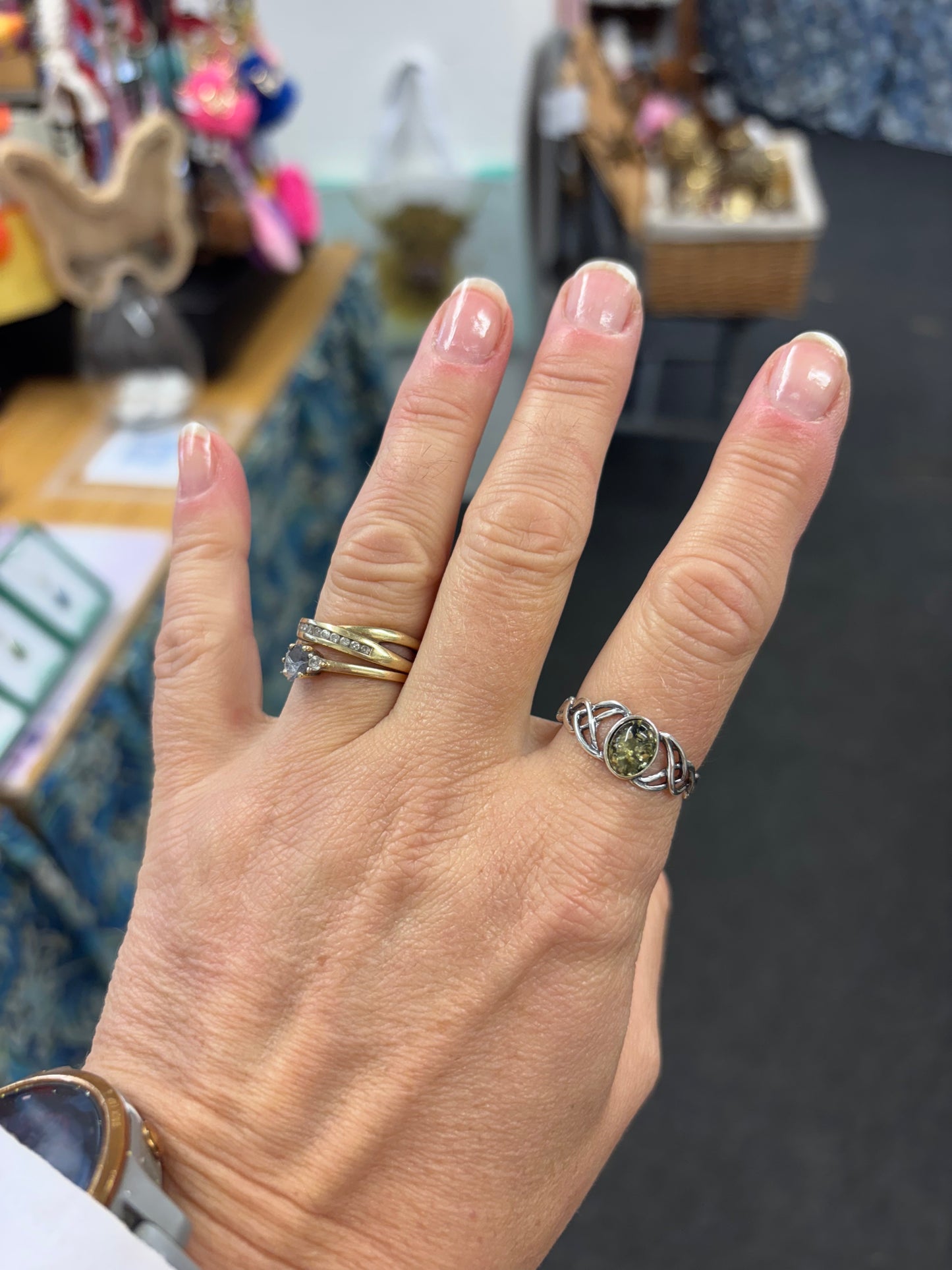 Amber Celtic Ring – Genuine Cognac Baltic Amber in 925 Sterling Silver