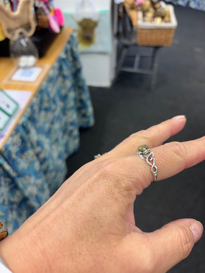 Amber Celtic Ring – Genuine Cognac Baltic Amber in 925 Sterling Silver