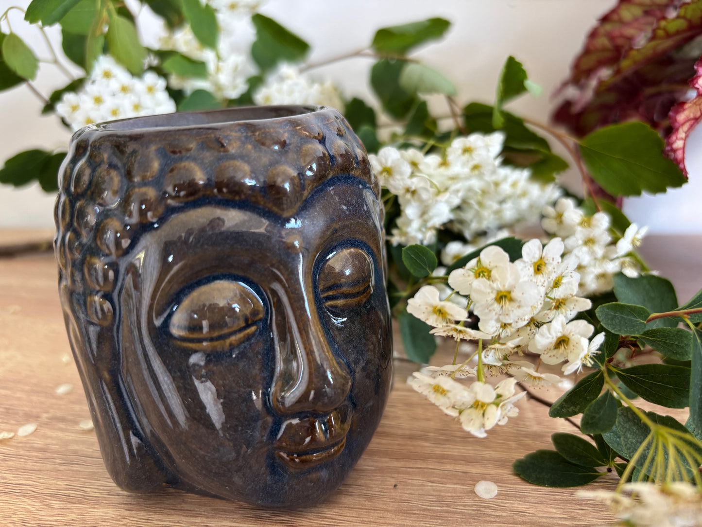 Budda Head Oil Burner - Ceramic Aromatherapy Diffuser, 8 cm