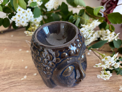 Budda Head Oil Burner - Ceramic Aromatherapy Diffuser, 8 cm
