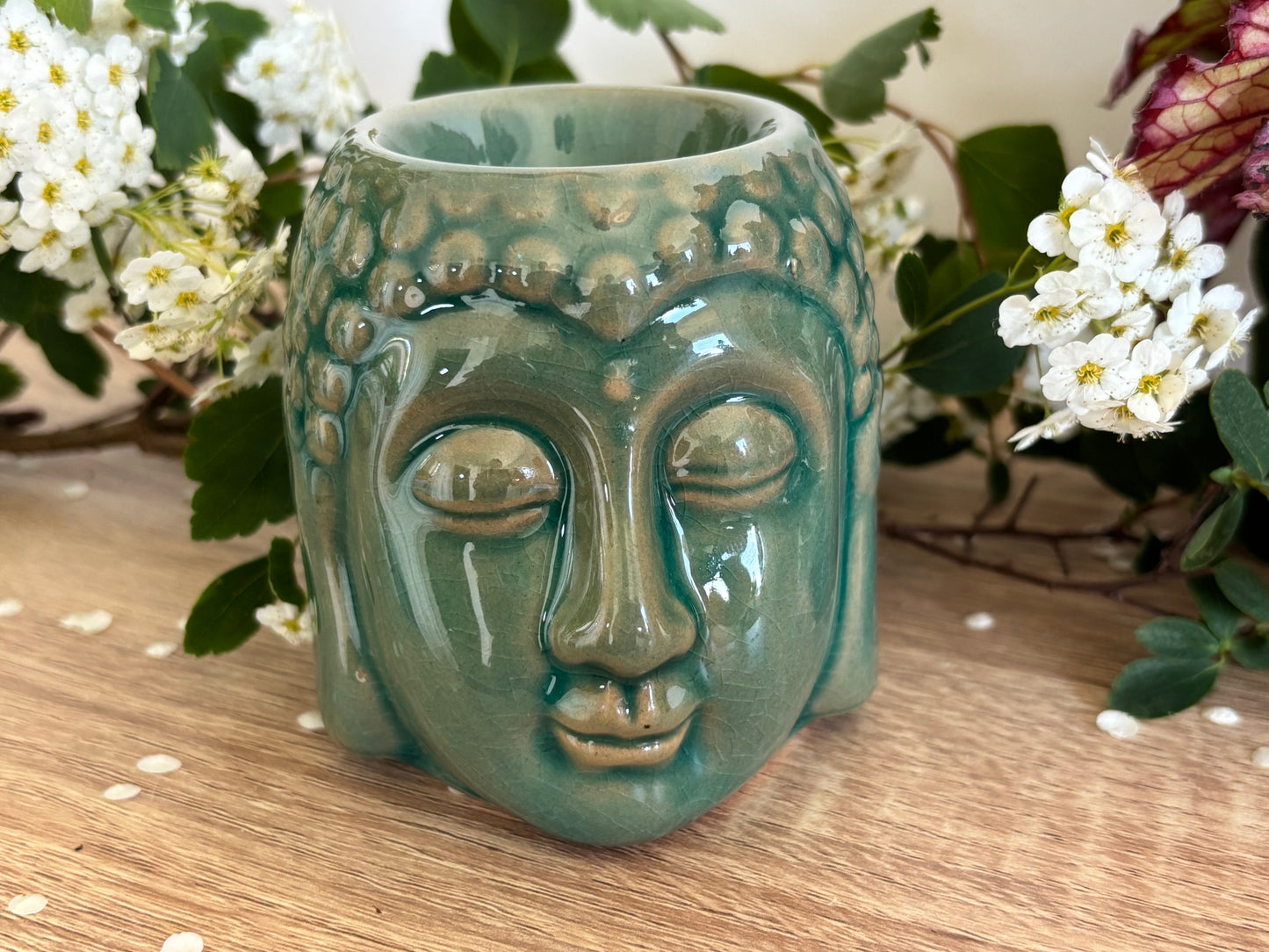 Budda Head Oil Burner - Ceramic Aromatherapy Diffuser, 8 cm