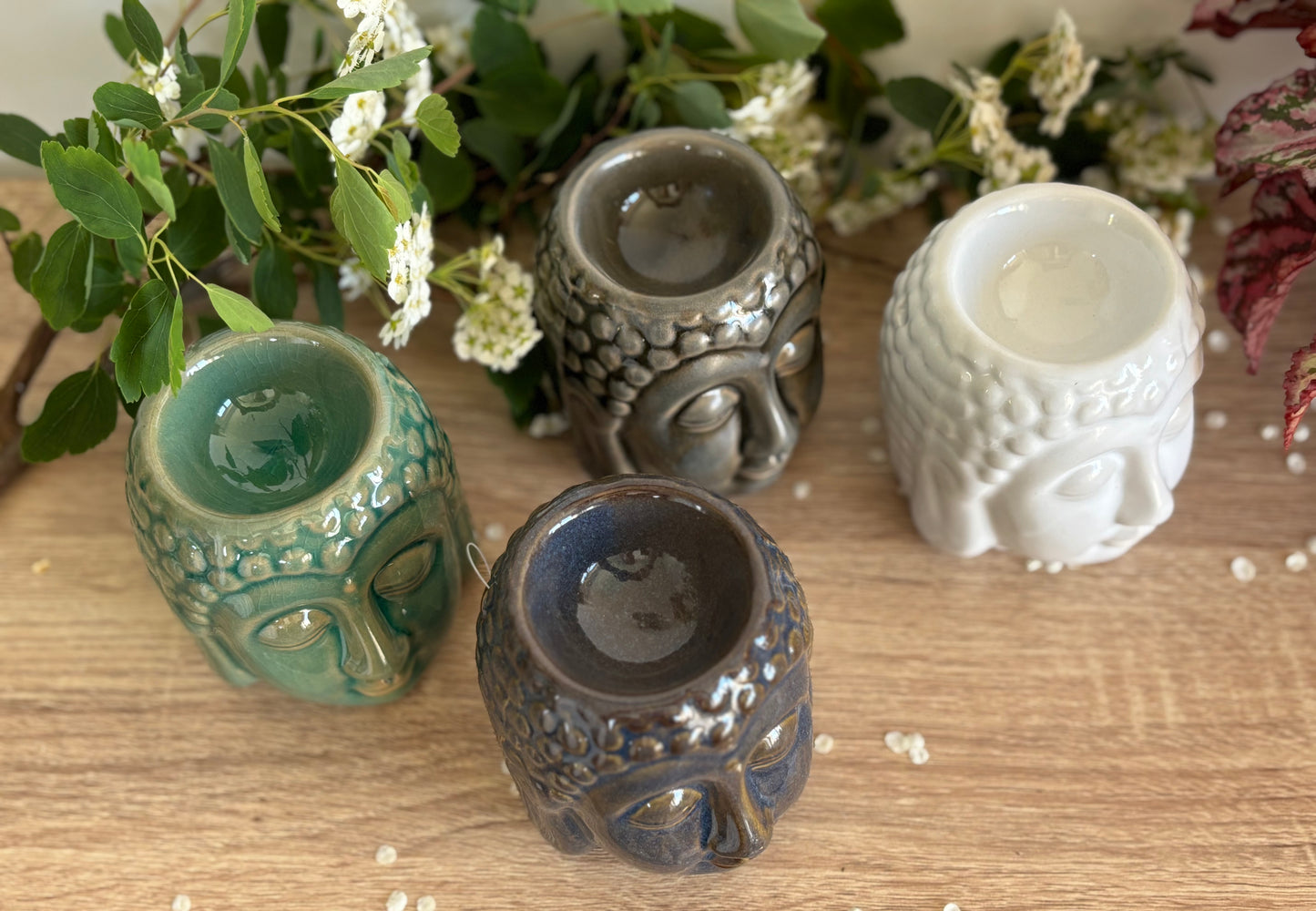 Budda Head Oil Burner - Ceramic Aromatherapy Diffuser, 8 cm