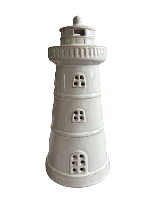 LED Ceramic Lighthouse Ornament – Coastal Home Decor, 22cm