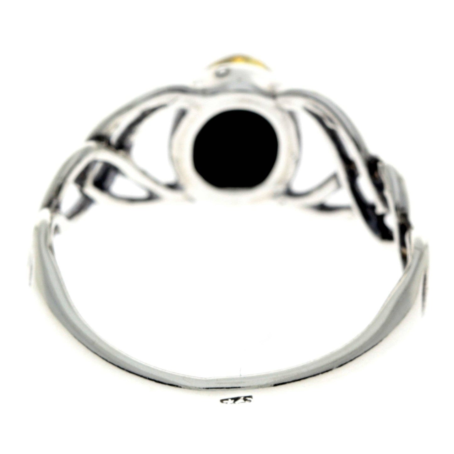 SilverAmber Jewellery - 925 Sterling Silver & Baltic Amber Celtic Ring - 7482