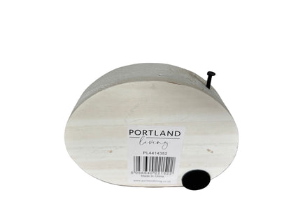 Rustic Wooden Caravan Ornament – “Adventure Awaits” – Portland Living Travel Decor, 12cm