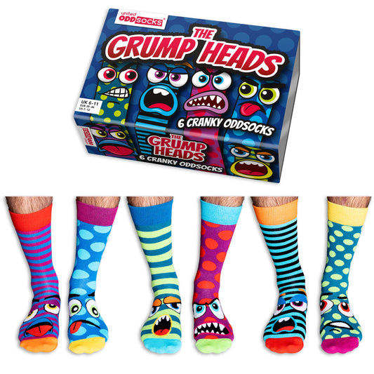 Sock Academy - THE GRUMP HEADS | 6 Odd Socks Gift Box - United Oddsocks