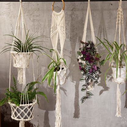 Macrame Pot Holder - Single Small Pot