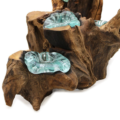 Molten Glass Five Candle Holder on Wood