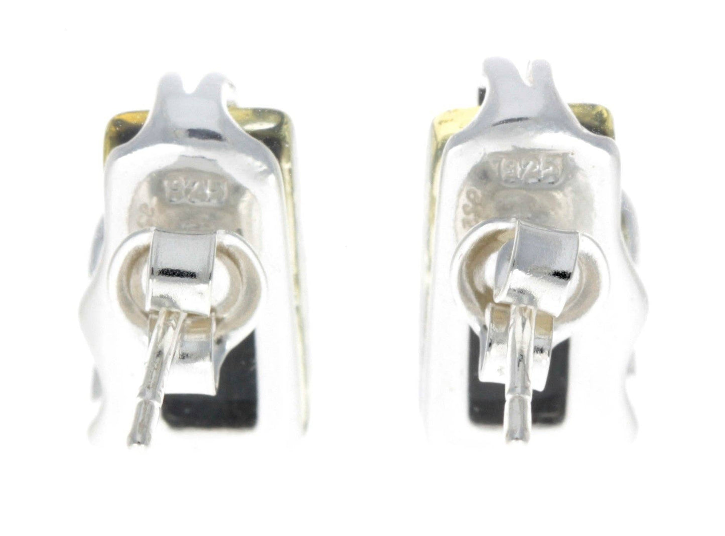 SilverAmber Jewellery - 925 Sterling Silver & Baltic Amber Modern Studs Earrings - GL005