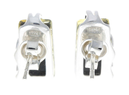 SilverAmber Jewellery - 925 Sterling Silver & Baltic Amber Modern Studs Earrings - GL005