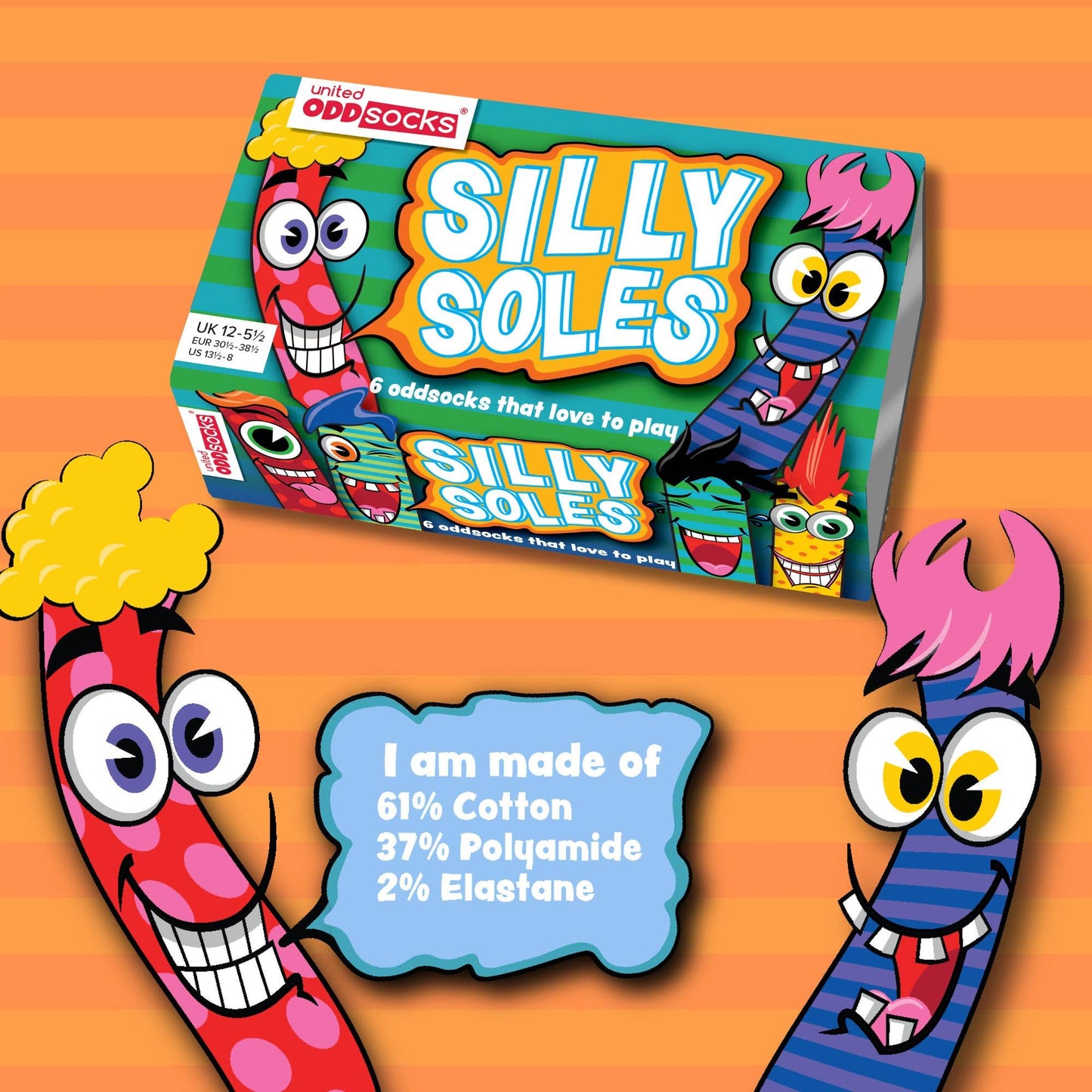 Sock Academy - SILLY SOLES  - 6 Odd Socks Gift Box | United Oddsocks