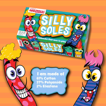 Sock Academy - SILLY SOLES  - 6 Odd Socks Gift Box | United Oddsocks