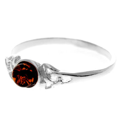 Sterling Silver Baltic Amber Celtic Ring – Cognac Gemstone Jewellery