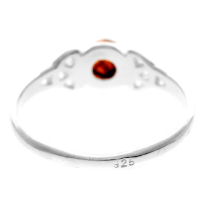 Sterling Silver Baltic Amber Celtic Ring – Cognac Gemstone Jewellery